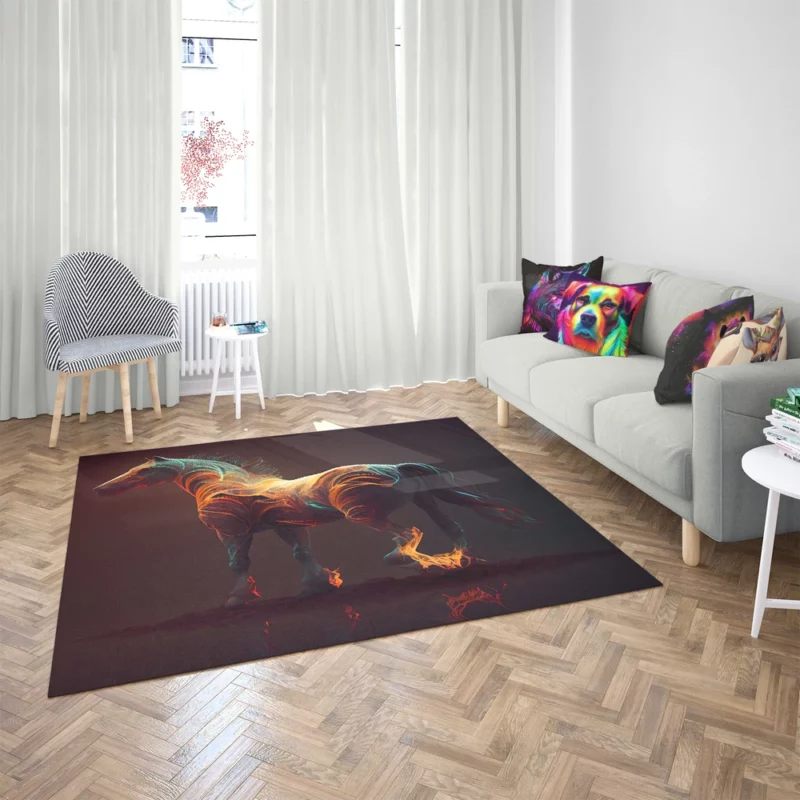 Horse With Fire Effect Rug 2