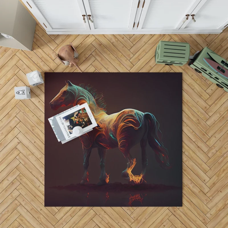 Horse With Fire Effect Rug