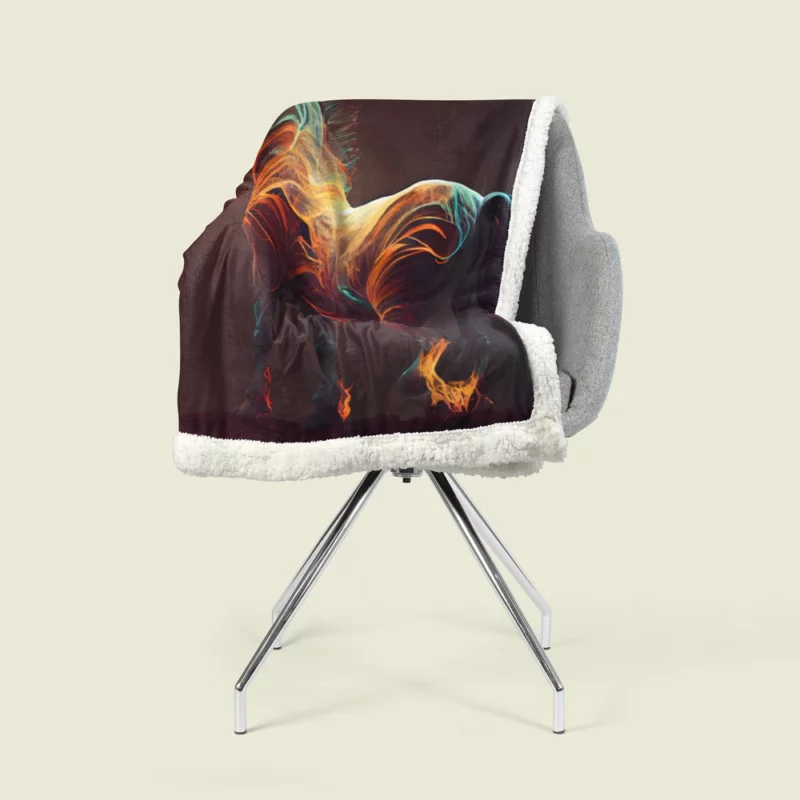 Horse With Fire Effect Sherpa Fleece Blanket 1