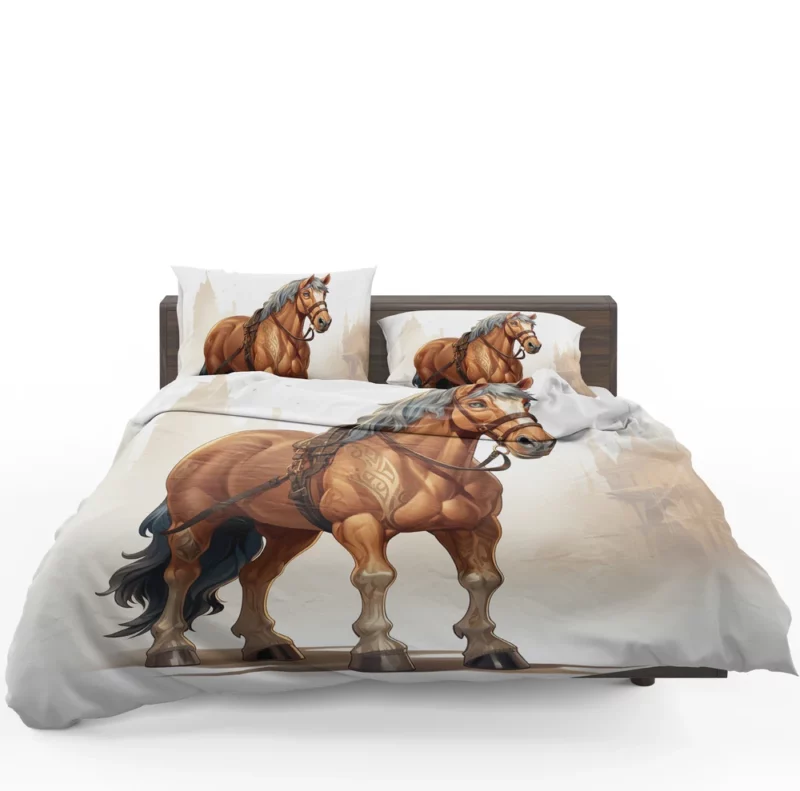 Horse in Front of Building Bedding Set 1