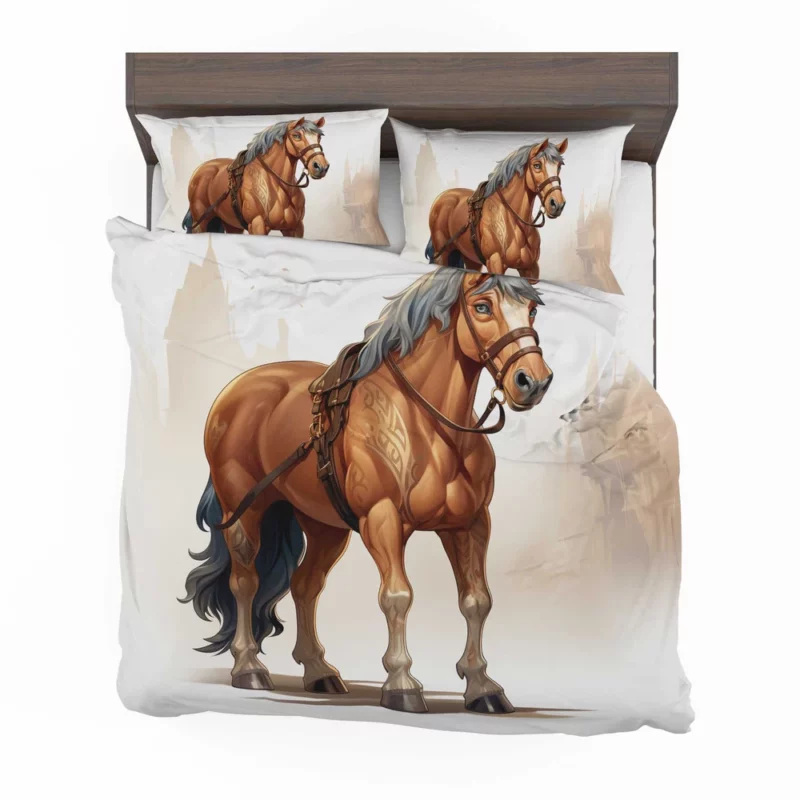 Horse in Front of Building Bedding Set 2