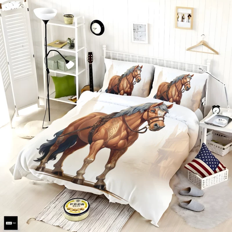 Horse in Front of Building Bedding Set