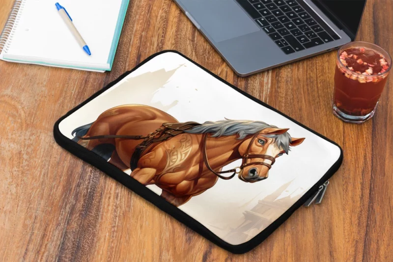 Horse in Front of Building Laptop Sleeve 2