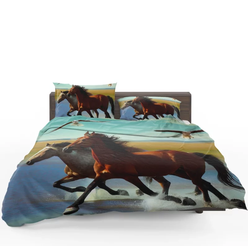 Horses Running by Lakes Bedding Set 1