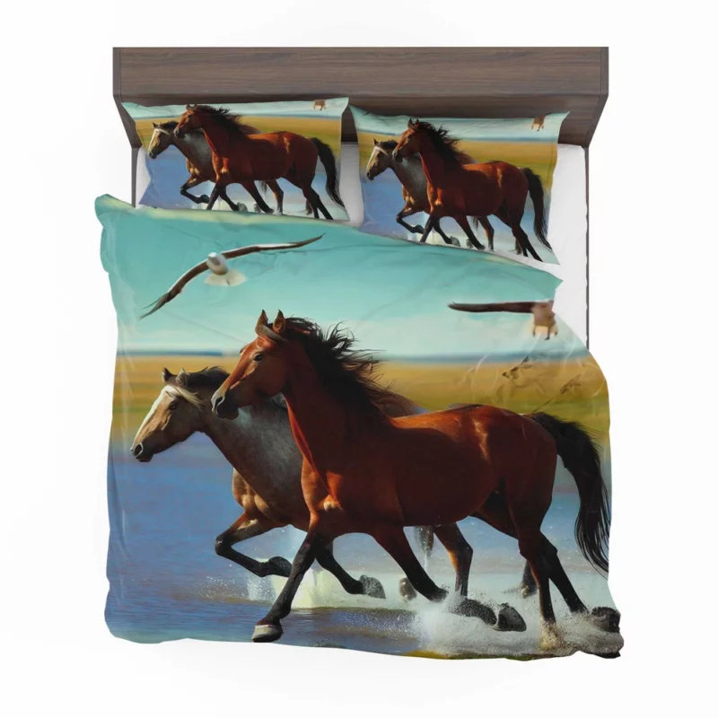 Horses Running by Lakes Bedding Set 2