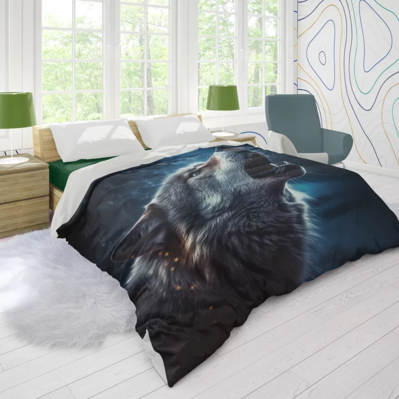 Howling Wolf Dark Duvet Cover