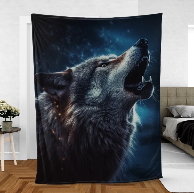 Howling Wolf Dark Fleece Blanket