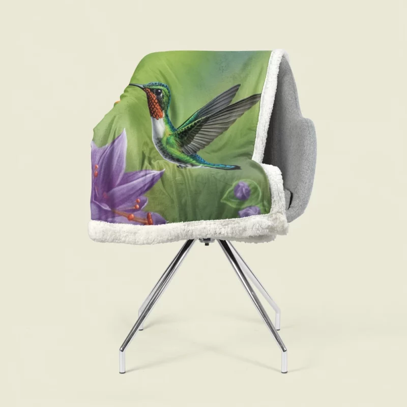 Hummingbird Feeding From Flower Sherpa Fleece Blanket 1