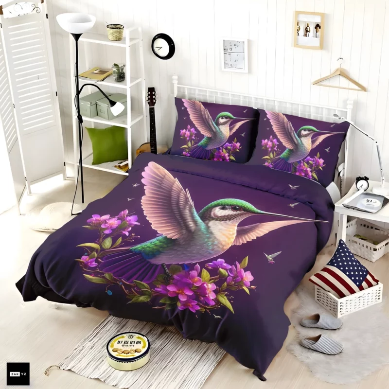 Hummingbird Logo Illustration Bedding Set