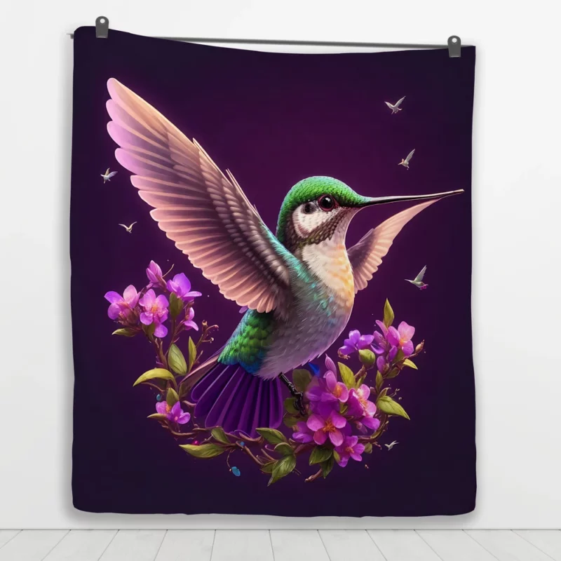 Hummingbird Logo Illustration Quilt Blanket 1