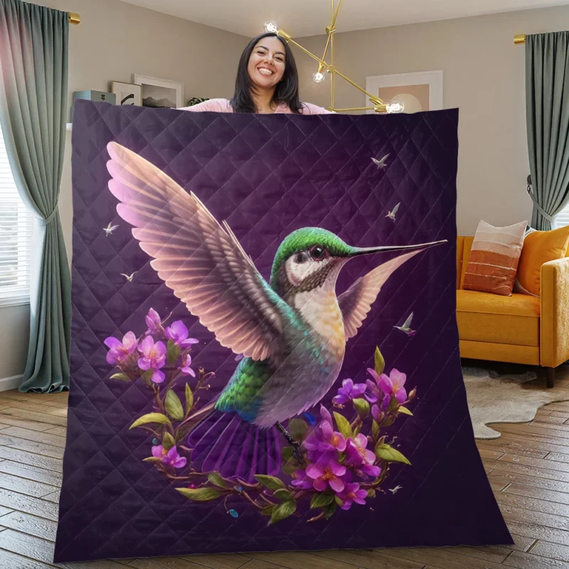 Hummingbird Logo Illustration Quilt Blanket