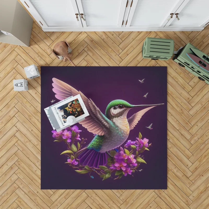 Hummingbird Logo Illustration Rug