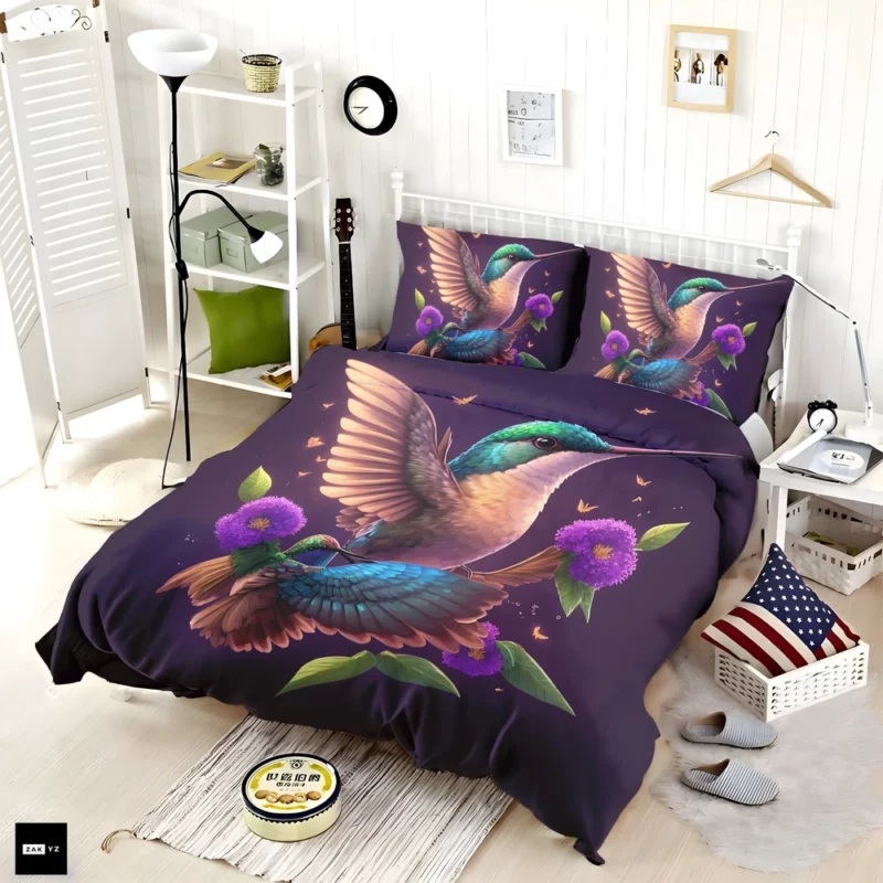 Hummingbird Mascot Illustration Bedding Set