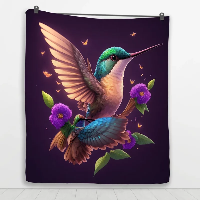 Hummingbird Mascot Illustration Quilt Blanket 1