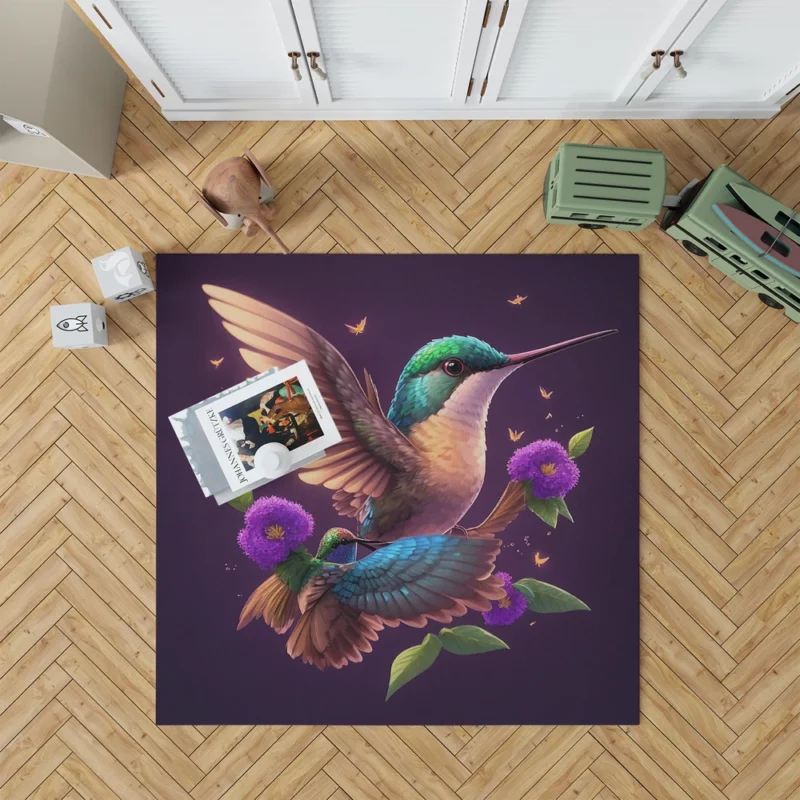 Hummingbird Mascot Illustration Rug