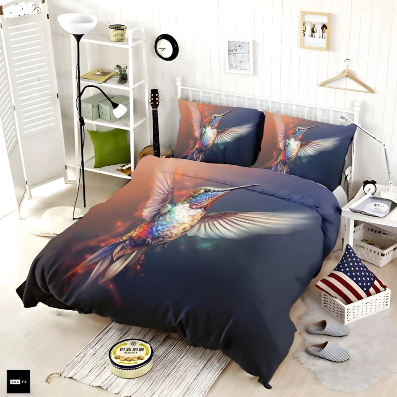 Hummingbird Near Flowers Bedding Set