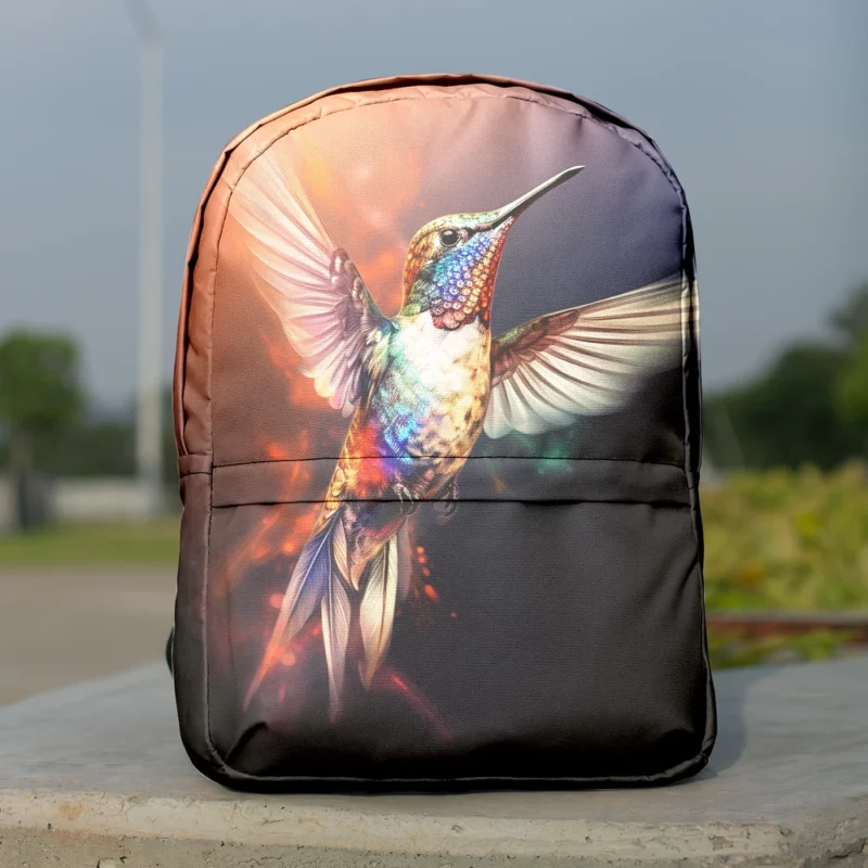 Hummingbird Near Flowers Minimalist Backpack