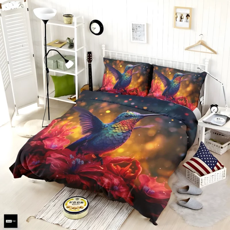 Hummingbird and Flowers Bedding Set