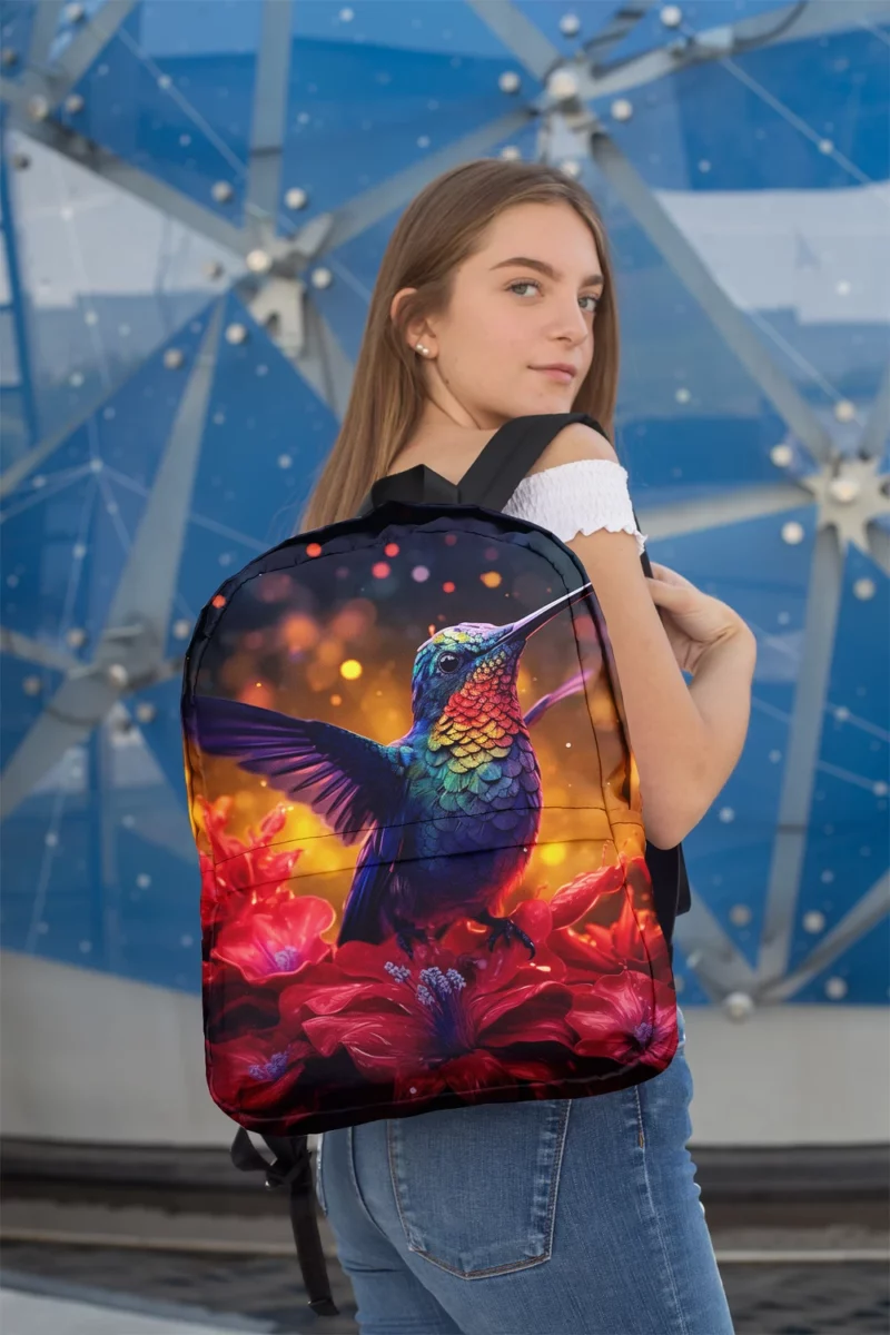 Hummingbird and Flowers Minimalist Backpack 2