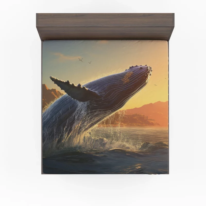 Humpback Whale Jumping from Ocean Fitted Sheet