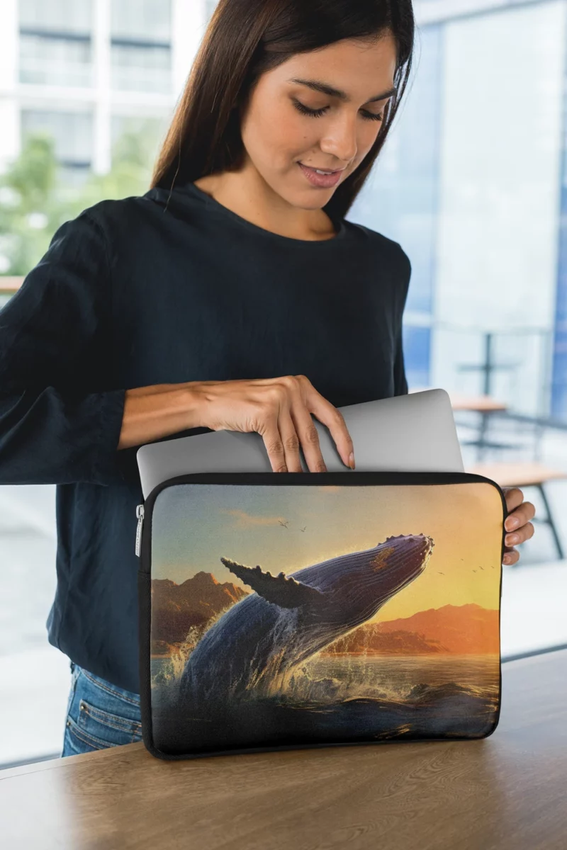 Humpback Whale Jumping from Ocean Laptop Sleeve 1