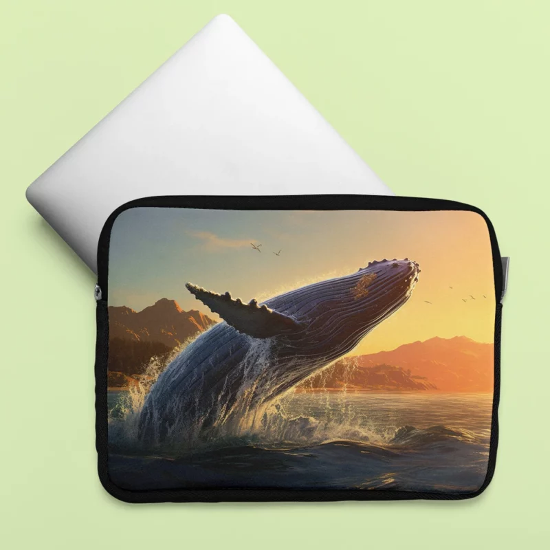 Humpback Whale Jumping from Ocean Laptop Sleeve