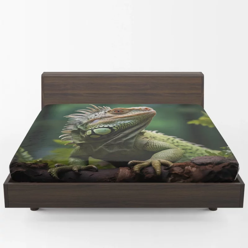 Iguana in the Wild AI Photography Fitted Sheet 1