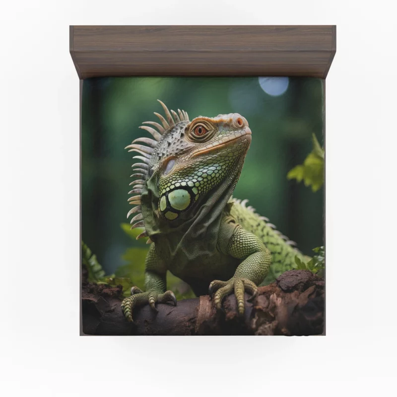 Iguana in the Wild AI Photography Fitted Sheet