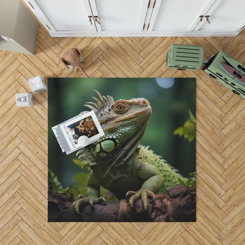 Iguana in the Wild AI Photography Rug