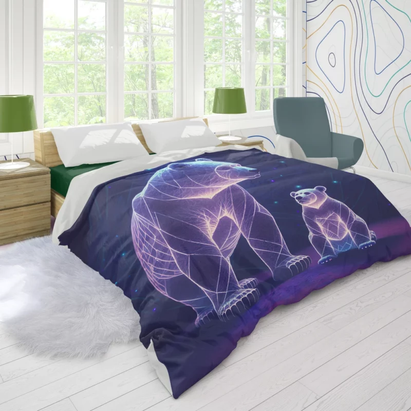 Illustration of Ursa Constellations Bear Duvet Cover