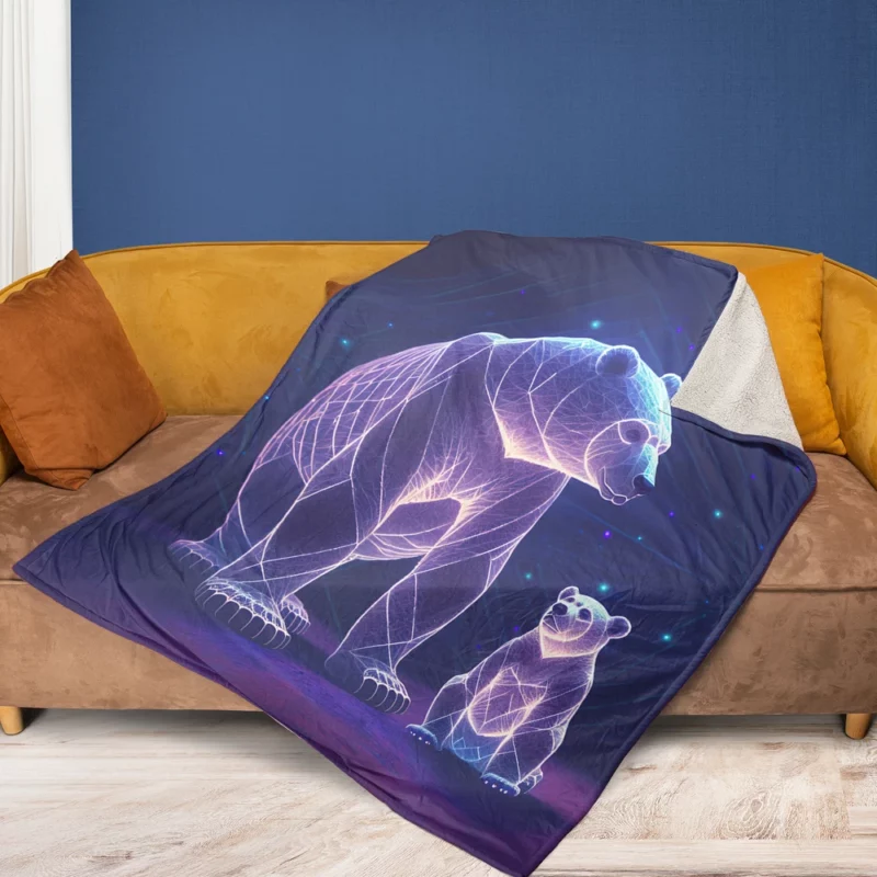 Illustration of Ursa Constellations Bear Fleece Blanket 1