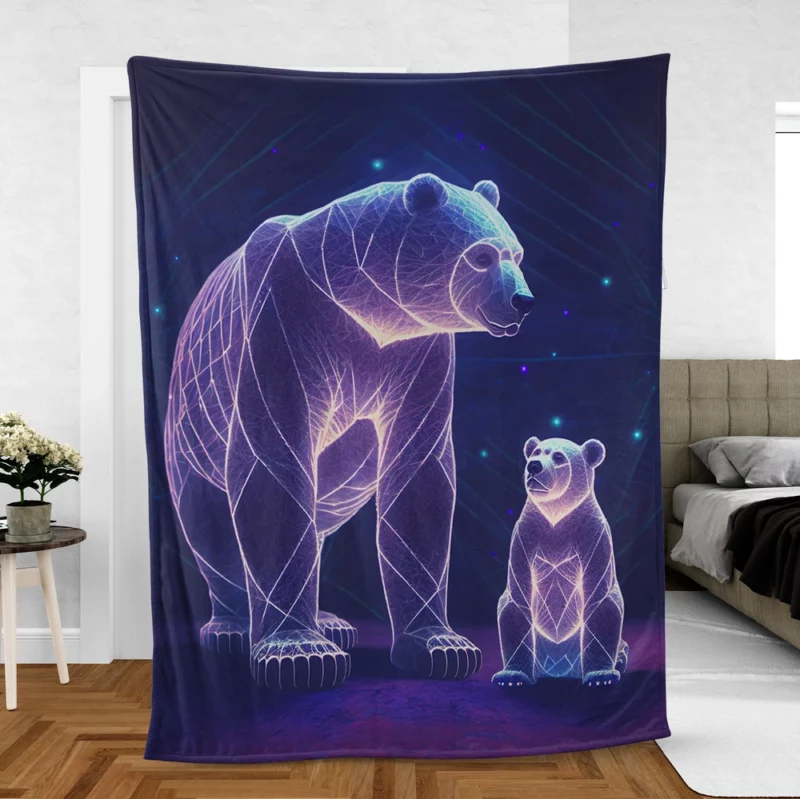 Illustration of Ursa Constellations Bear Fleece Blanket