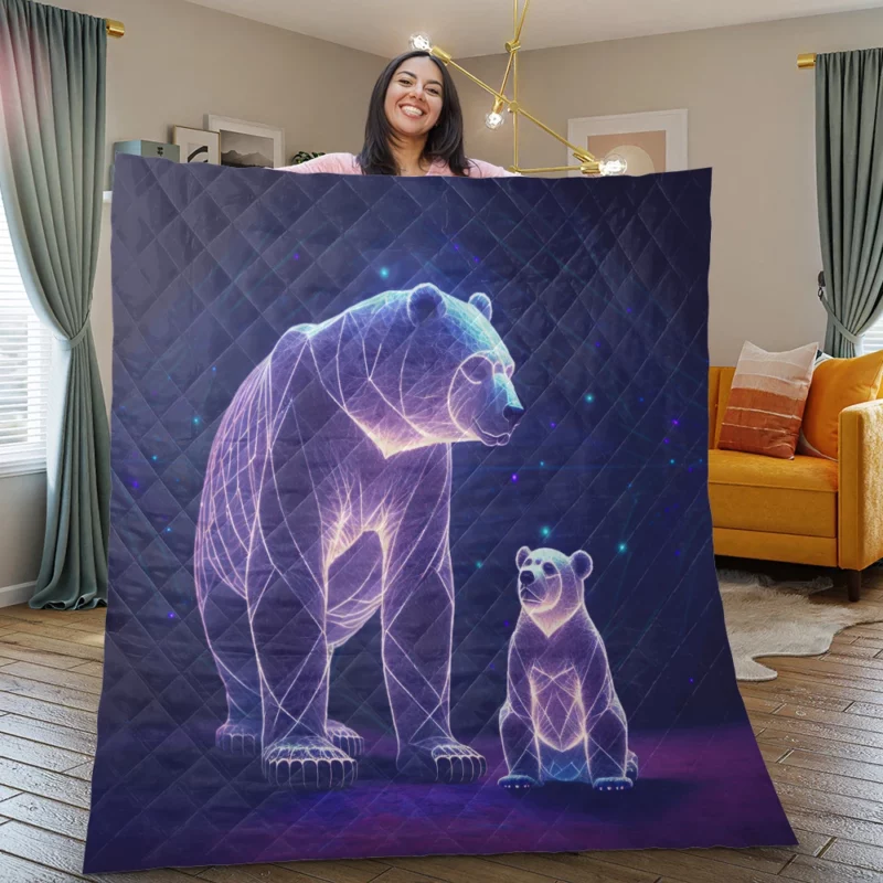 Illustration of Ursa Constellations Bear Quilt Blanket