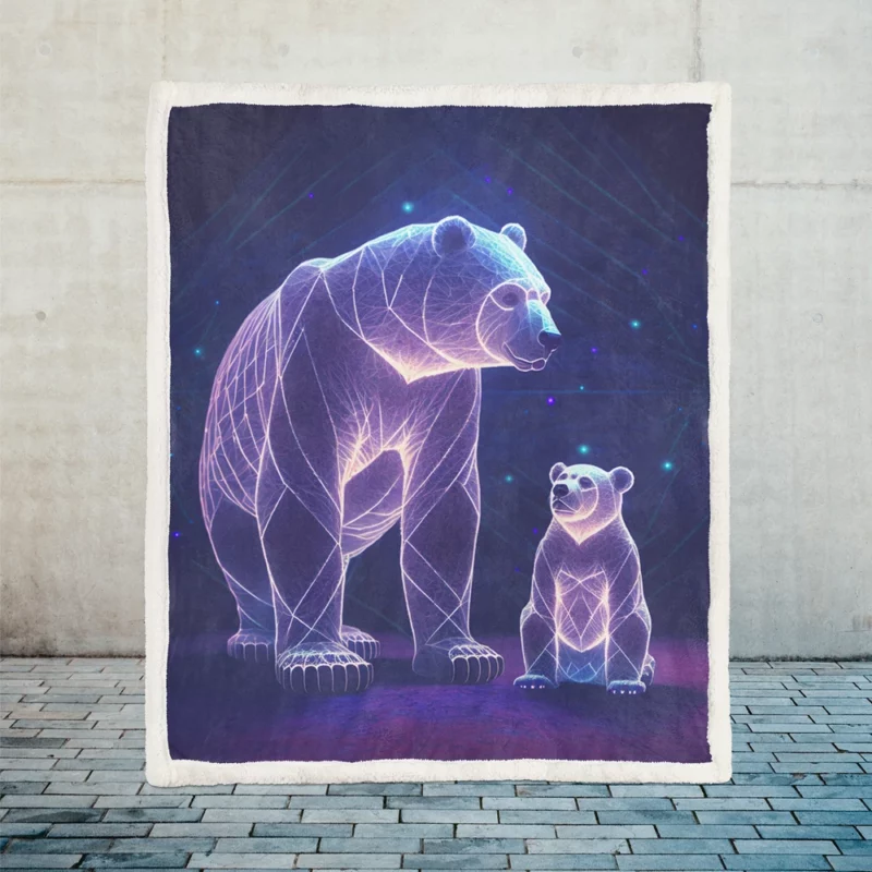 Illustration of Ursa Constellations Bear Sherpa Fleece Blanket