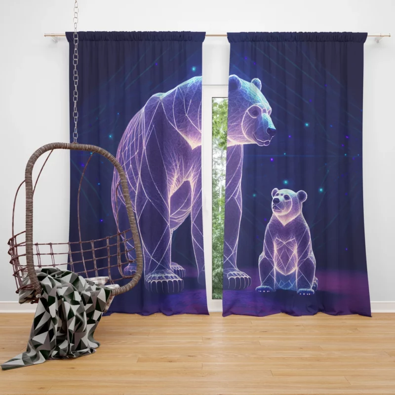 Illustration of Ursa Constellations Bear Window Curtain