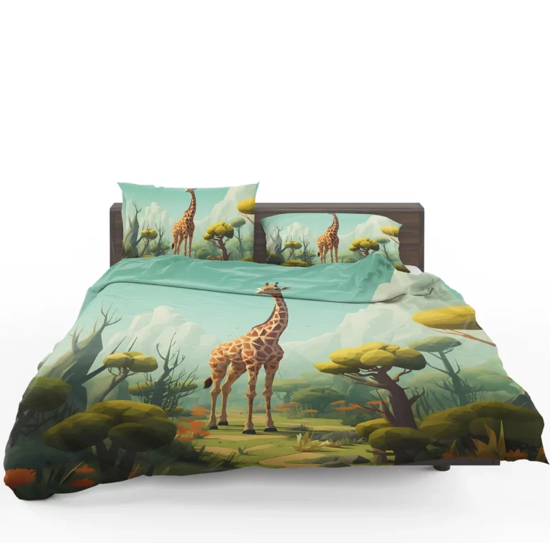 Isometric Giraffe Illustration Bedding Set 1