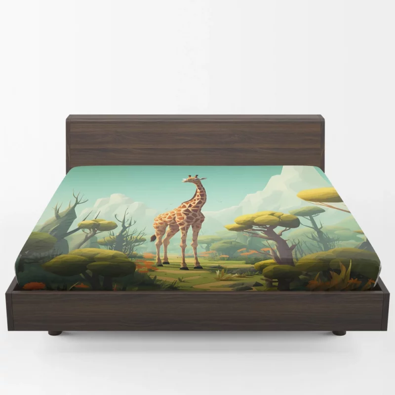 Isometric Giraffe Illustration Fitted Sheet 1