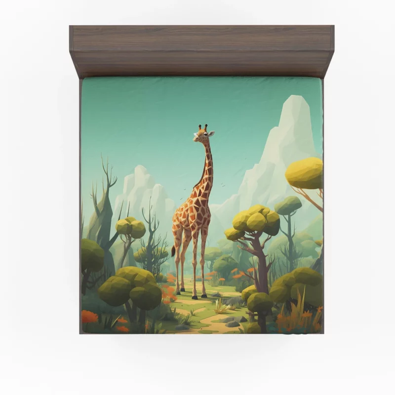 Isometric Giraffe Illustration Fitted Sheet