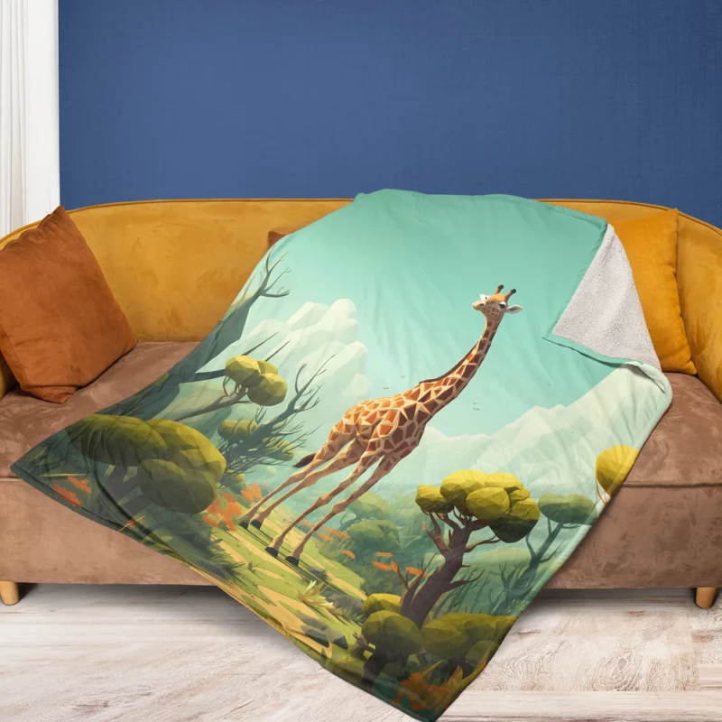 Isometric Giraffe Illustration Fleece Blanket 1