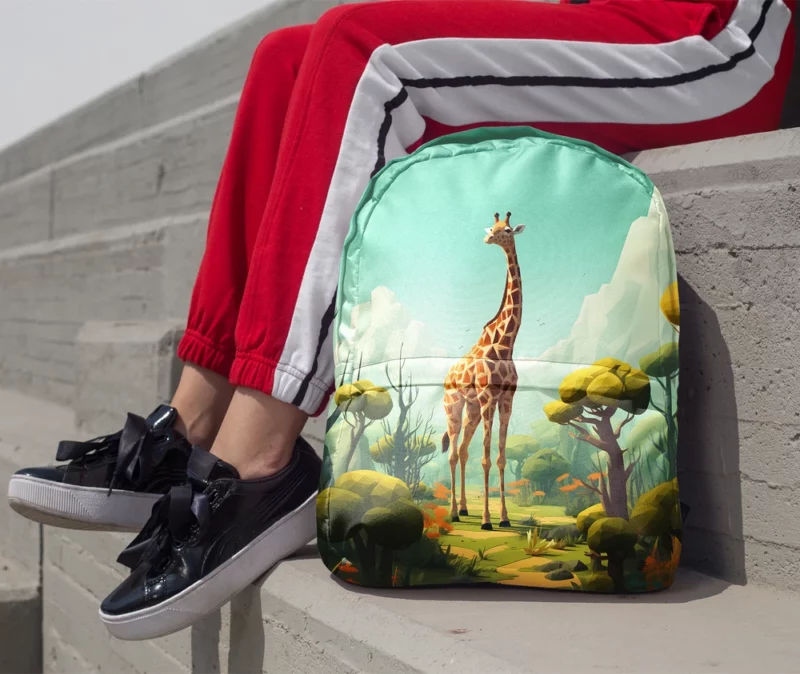 Isometric Giraffe Illustration Minimalist Backpack 1