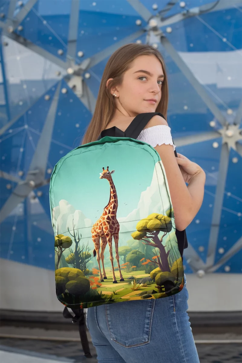 Isometric Giraffe Illustration Minimalist Backpack 2