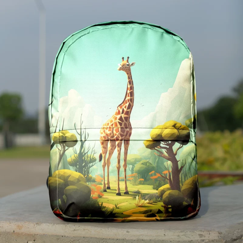 Isometric Giraffe Illustration Minimalist Backpack