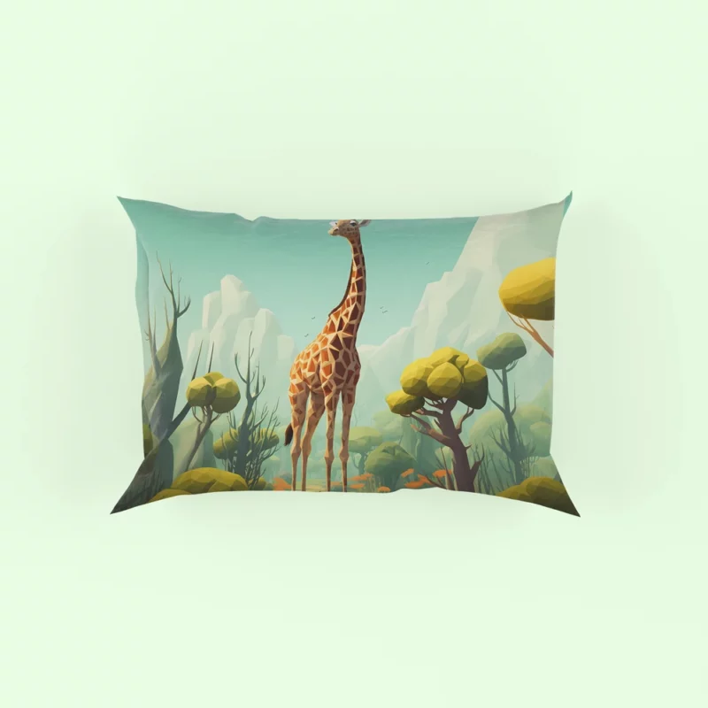 Isometric Giraffe Illustration Pillow Case