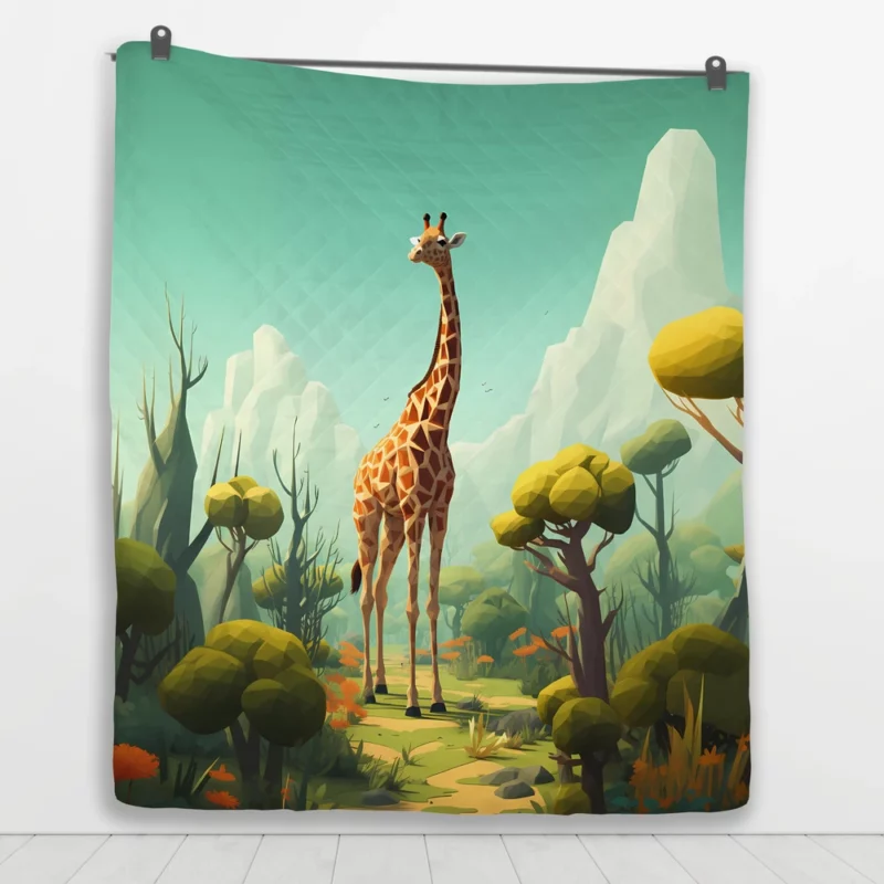 Isometric Giraffe Illustration Quilt Blanket 1