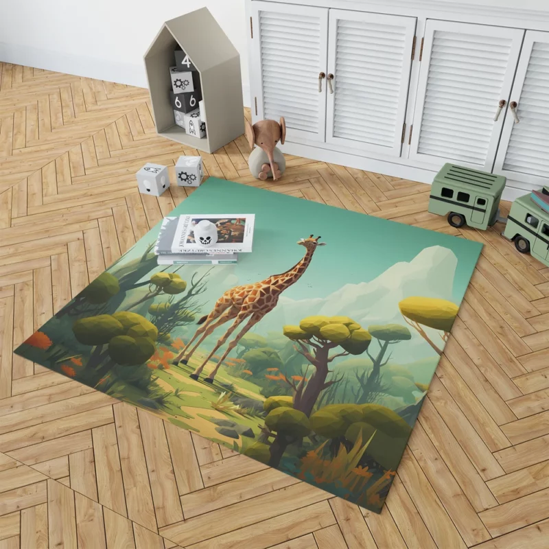 Isometric Giraffe Illustration Rug 1