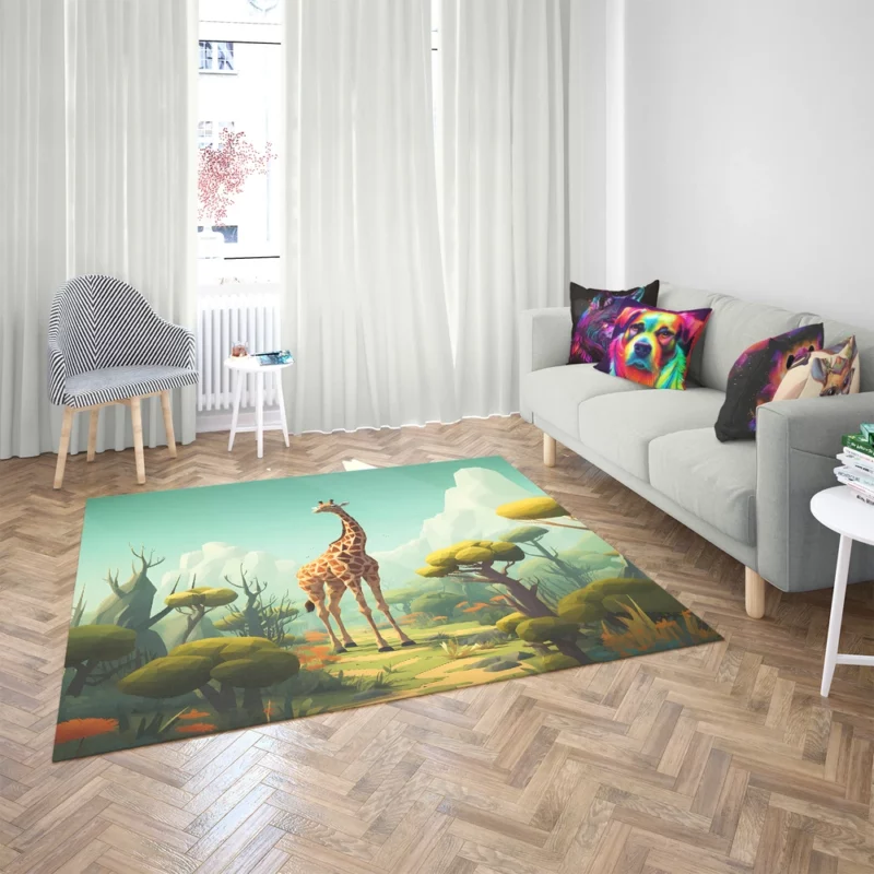 Isometric Giraffe Illustration Rug 2