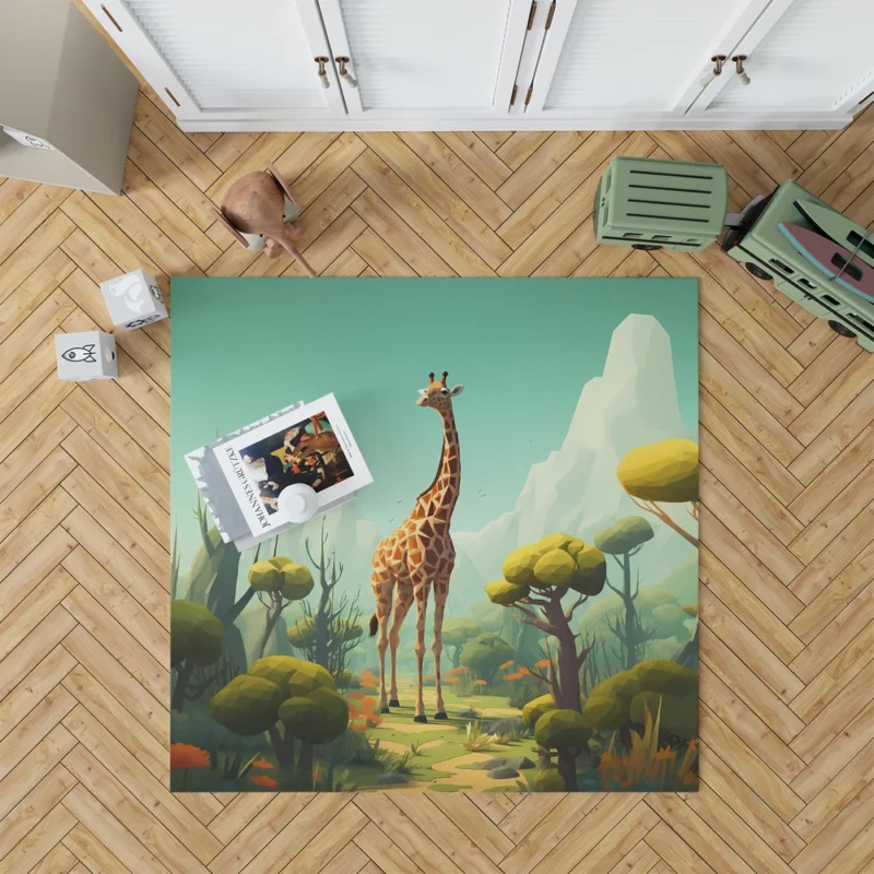 Isometric Giraffe Illustration Rug