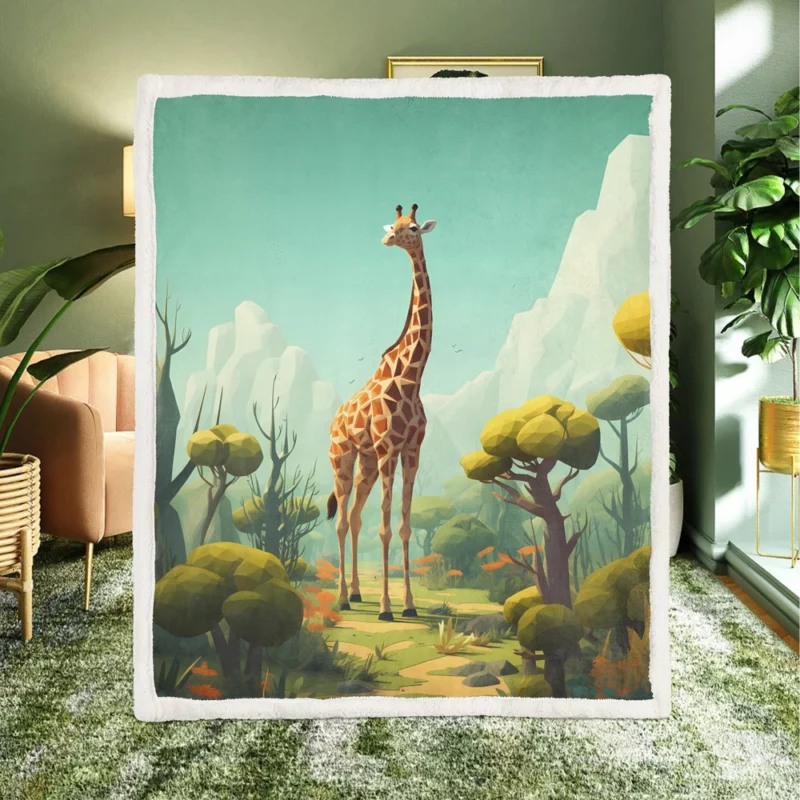 Isometric Giraffe Illustration Sherpa Fleece Blanket