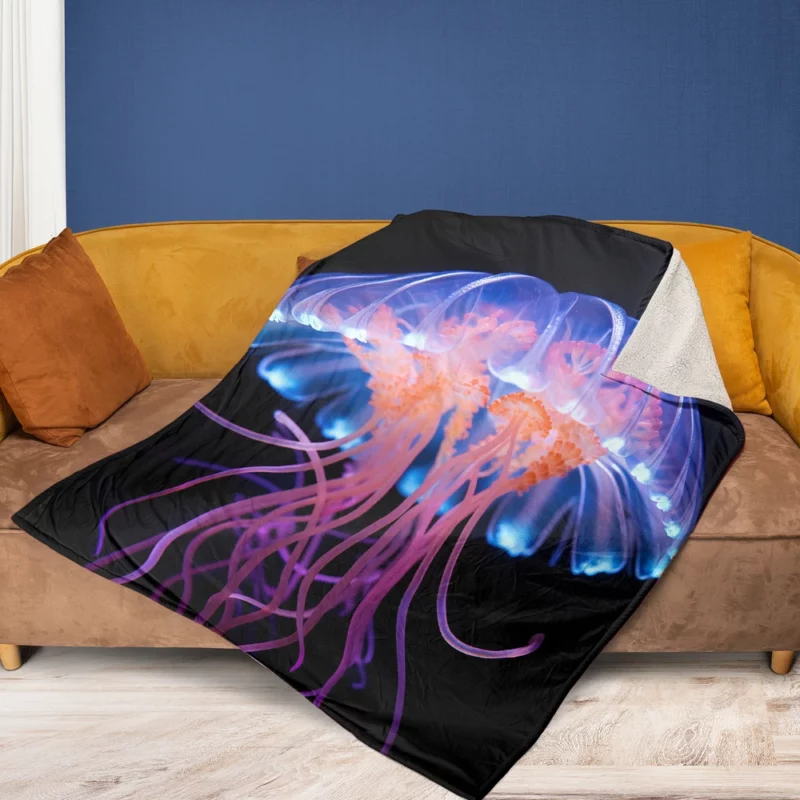 Jellyfish Aquatic Dance Fleece Blanket 1