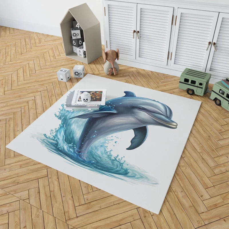 Jumping Dolphin Artwork Rug 1